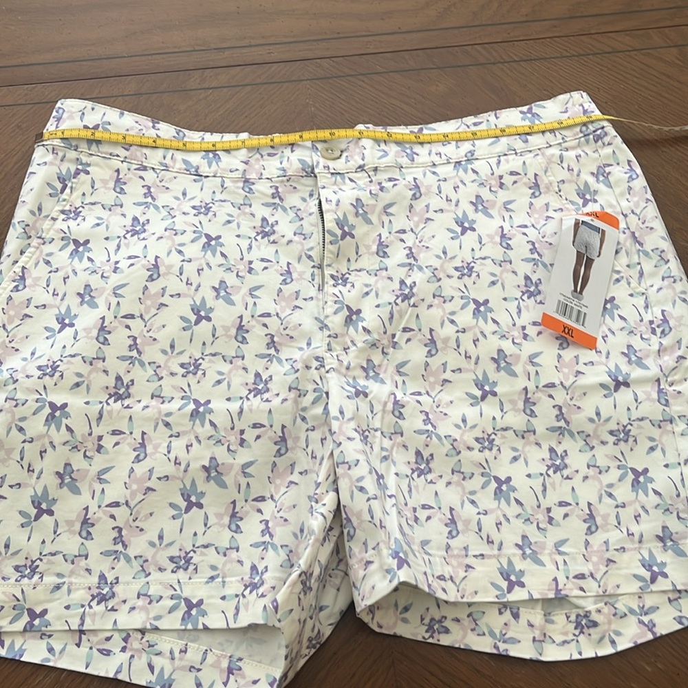 NWT Jach’s Girlfriend Stretch Chino Shorts Blue Pink Purple Botanical Print - Picture 6 of 14